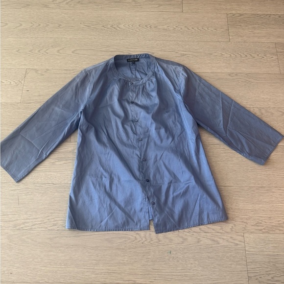 Eileen Fisher Tops - Eileen Fisher Mock Neck Button Down Silk Top Size S
